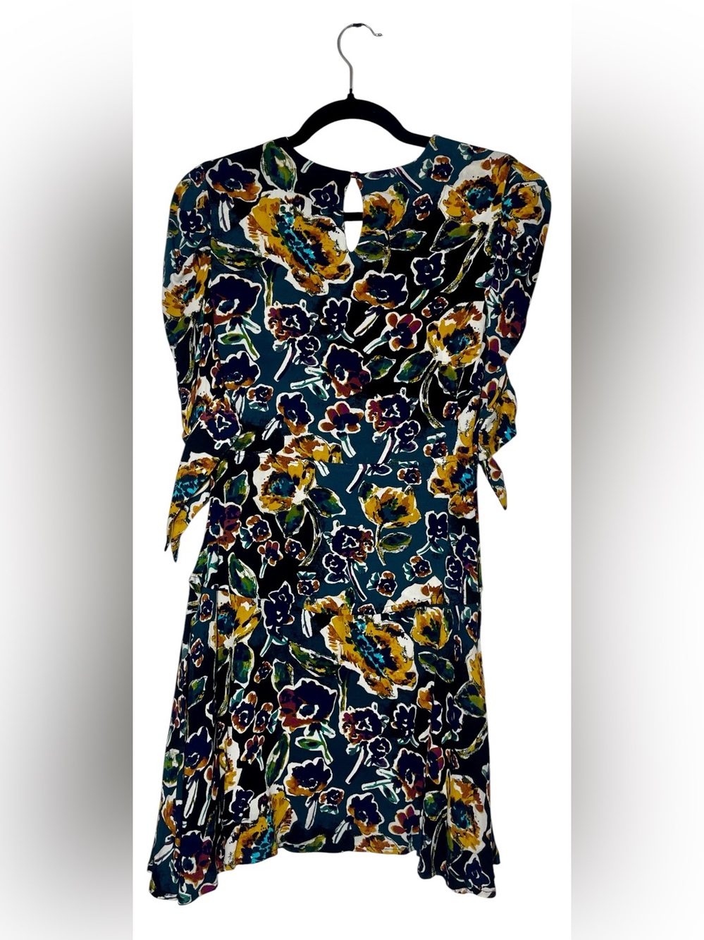 Free People Glow Up Navy Floral Short Sleeve Mini Dress sz 4 - Picture 3 of 8